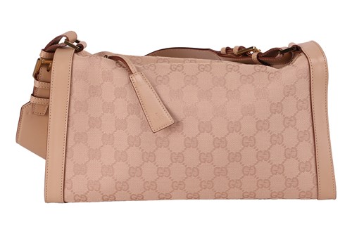 Lot 135 - Gucci - a shoulder bag in beige canvas with...