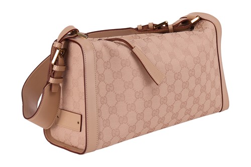 Lot 135 - Gucci - a shoulder bag in beige canvas with...