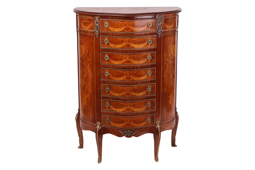 Lot 94 - A French Louis XVI style, walnut, harewood,...