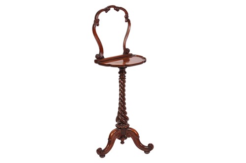 Lot 120 - A Victorian figured walnut sewing table/lamp...