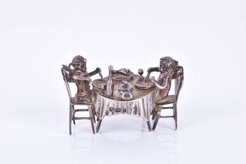 Lot 618 - A novelty German silver model of two cherubs...