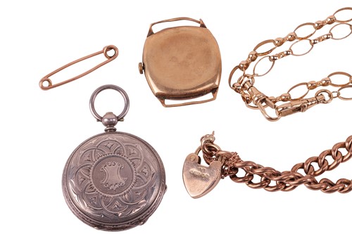 Lot 62 - A group of chains and timepieces, comprising a...