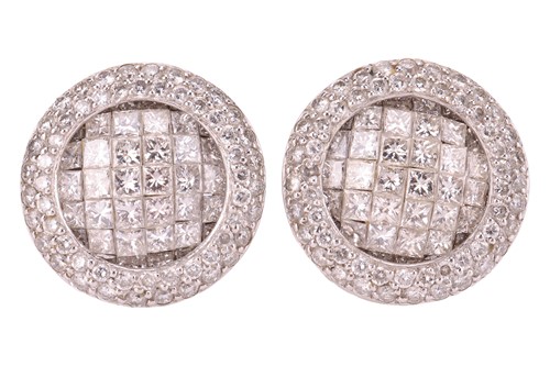 Lot 80 - A pair of diamond-set cluster earrings, the...