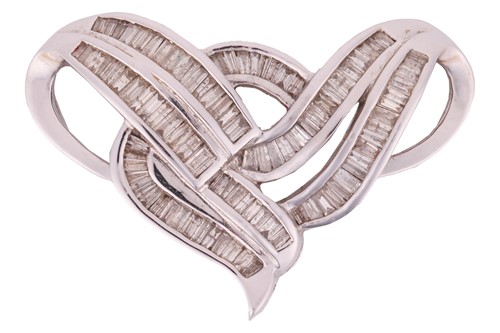 Lot 200 - A diamond-set scroll pendant, of interlocking...
