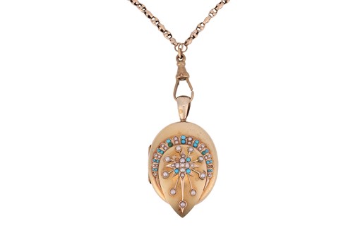 Lot 189 - Victorian locket and guard chain; the locket...