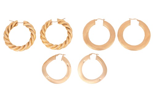 Lot 131 - Three pairs earrings and a chain; comprising...