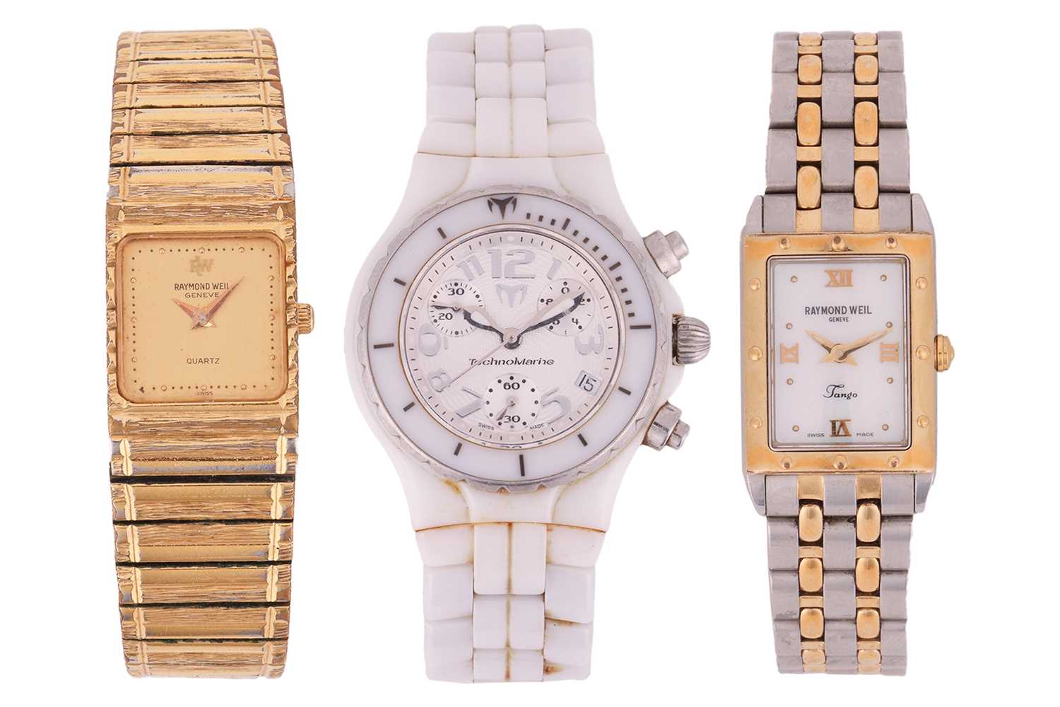 Lot 90 - Three watches; including a Raymond Weil...