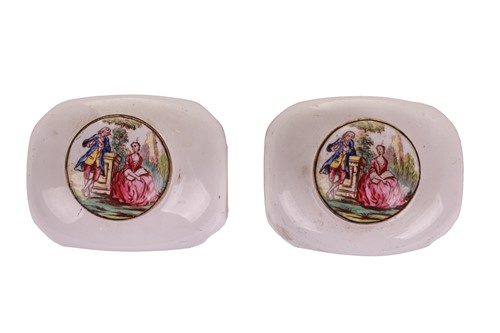 Lot 246 - A pair of South Staffordshire enamelled opaque...