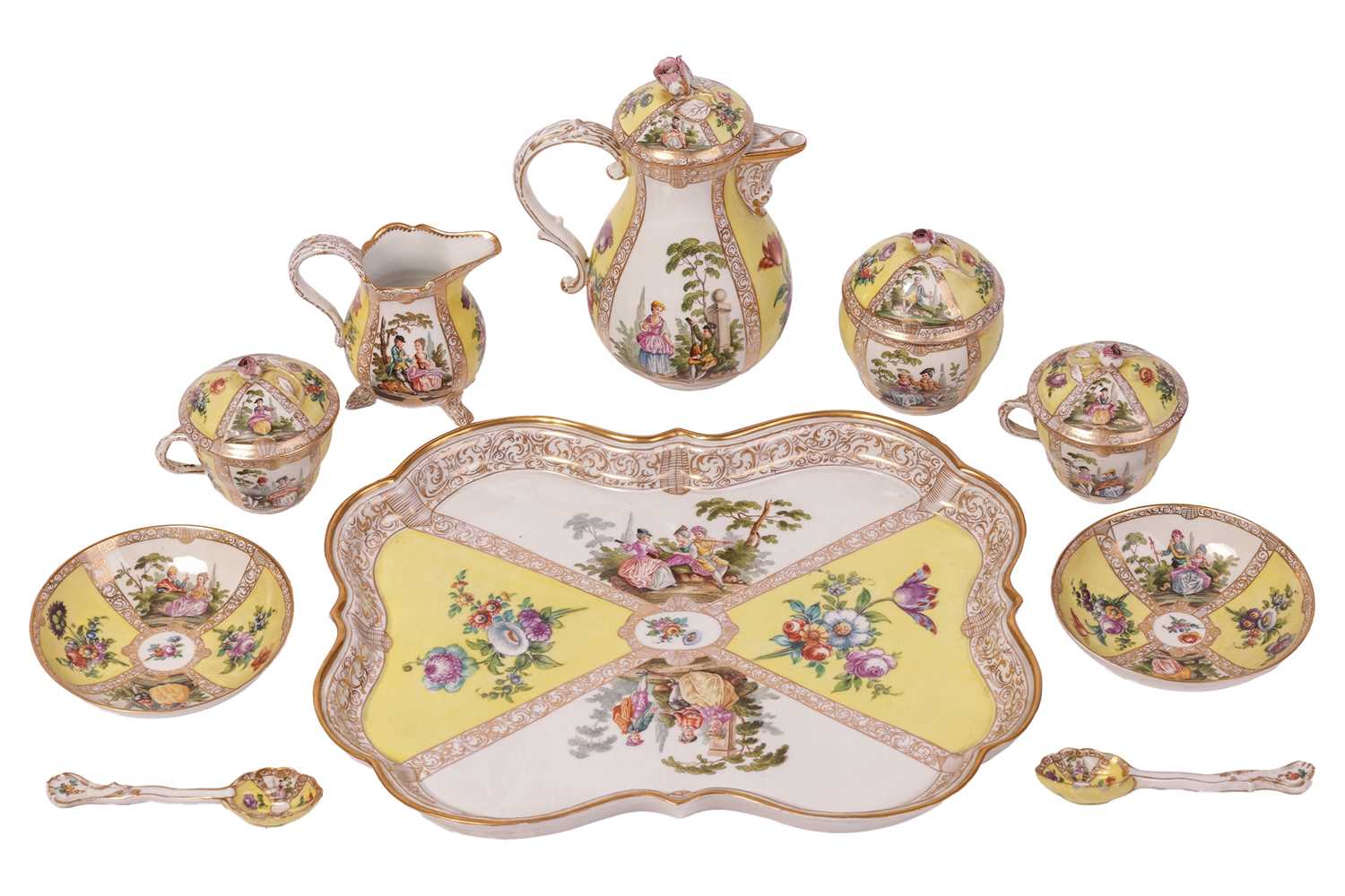 Lot 146 - A Continental porcelain cabaret set, 19th...