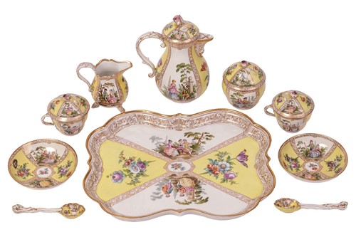 Lot 146 - A Continental porcelain cabaret set, 19th...