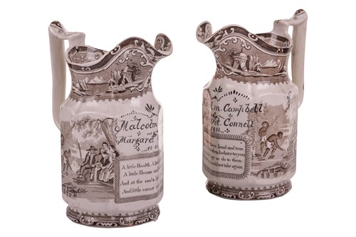 Lot 176 - A pair of 19th-century Scottish marriage jugs,...