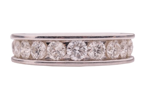 Lot 52 - An 18ct gold diamond half-eternity ring, set...