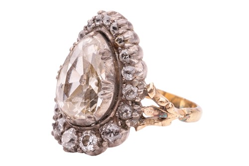 Lot 96 - An old-cut diamond cluster ring, centred with...