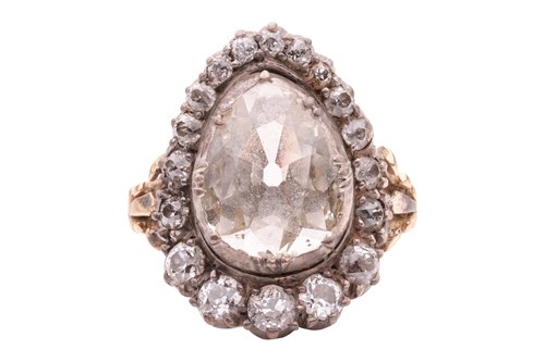 Lot 96 - An old-cut diamond cluster ring, centred with...