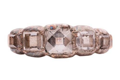 Lot 219 - A five-stone diamond ring, comprising a...