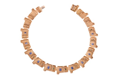 Lot 240 - A geometric gem-set collar necklace in 18ct...