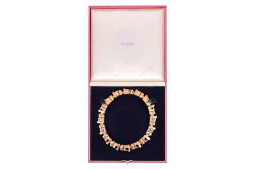 Lot 240 - A geometric gem-set collar necklace in 18ct...