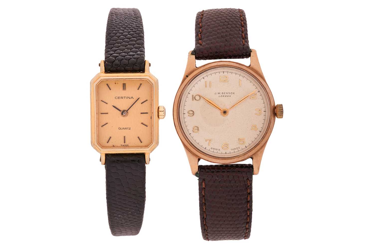 Lot 130 - A pair of watches, including a 9ct gold...