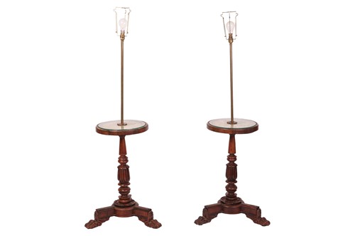 Lot 88 - A pair of well-carved Regency rosewood lamp...