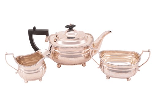 Lot 344 - A George IV style three-piece silver tea set,...
