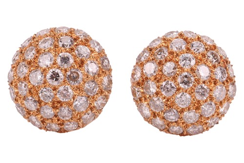 Lot 45 - A pair of diamond-set bombe-style earrings,...