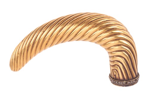 Lot 280 - A diamond-set cane handle, of fluted horn form,...