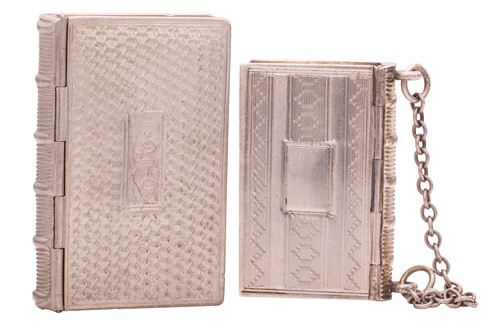 Lot 304 - Two silver vinaigrettes in book form; the...