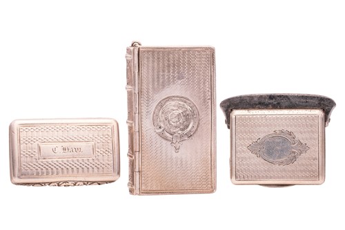 Lot 308 - Two silver vinaigrettes and a French tinder...