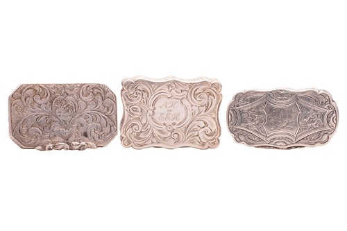 Lot 324 - Three Victorian Birmingham silver vinaigrettes,...