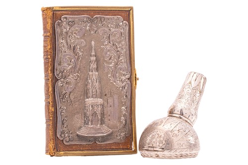 Lot 328 - A Victorian silver mounted "castle top" book...