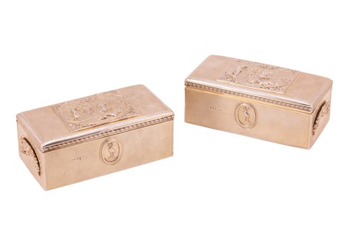 Lot 342 - A pair of George III large silver boxes;...