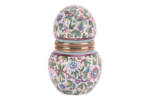 Lot 281 - A late Victorian mounted enamel scent bottle,...