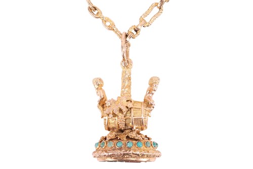 Lot 54 - A fob seal on guard chain depicting the...
