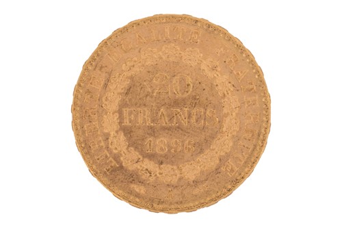 Lot 17 - A France 1896 gold 20 Francs coin with...