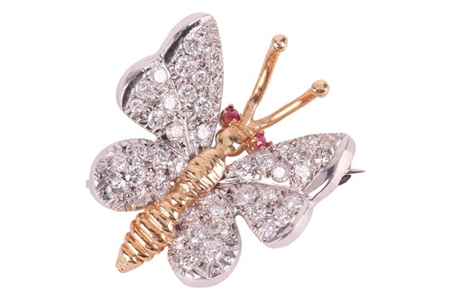 Lot 68 - A gem-set butterfly brooch, the wings composed...