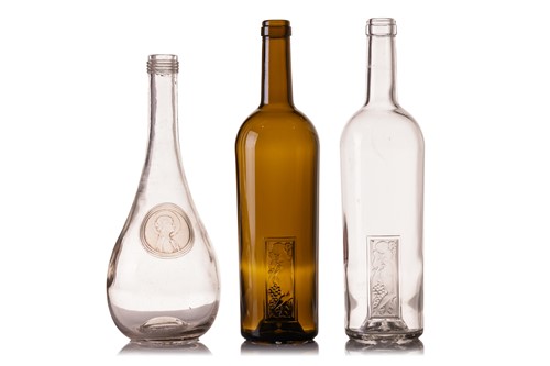 Lot 201 - Two Lalique wine bottles, in clear and green...