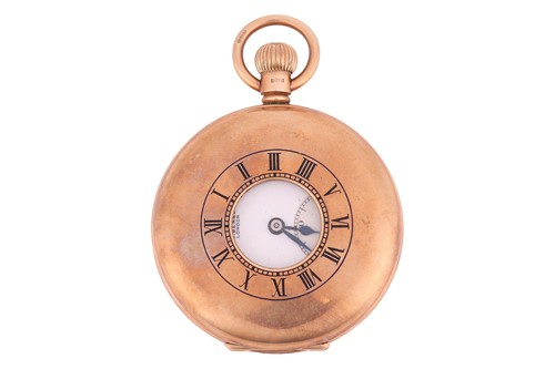 Lot 278 - A J.W. Benson 9ct gold half-hunter pocket...