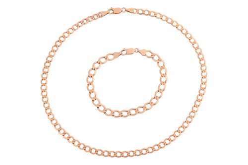 Lot 32 - A flattened curb link necklace and bracelet...