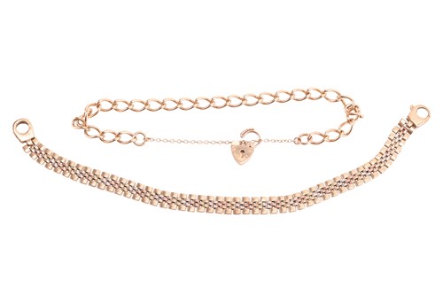 Lot 41 - Two 9ct gold bracelets; to include a...