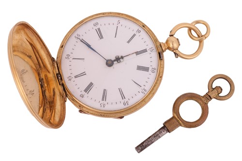 Lot 271 - An ‘18K’ full hunter pocket watch, featuring a...