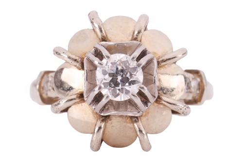 Lot 212 - A diamond solitaire ring of floral design,...