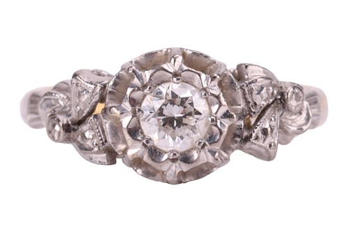 Lot 76 - A diamond solitaire ring, comprising a central...
