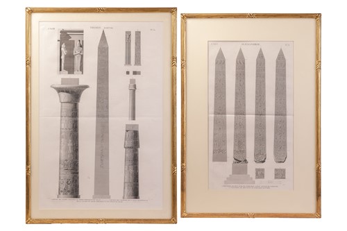 Lot 24 - A pair of achitectural prints; Thebes, Karak...