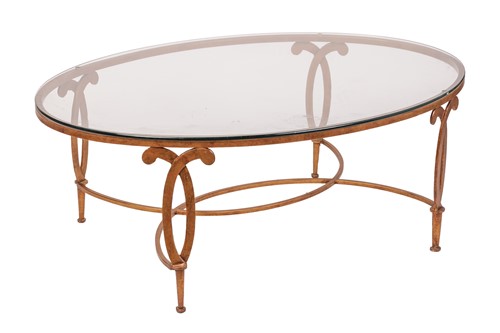 Lot 114 - A 20th century oval gilt metal coffee table,...