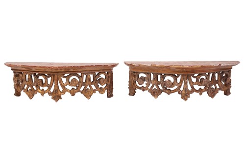 Lot 90 - A pair of 19th century Venetian carved wood...