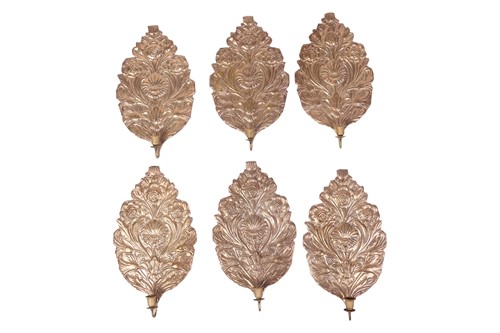 Lot 120 - Six embossed white metal wall Aesthetic design...