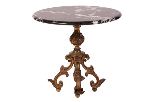 Lot 87 - A gilt brass and variegated marble-topped...