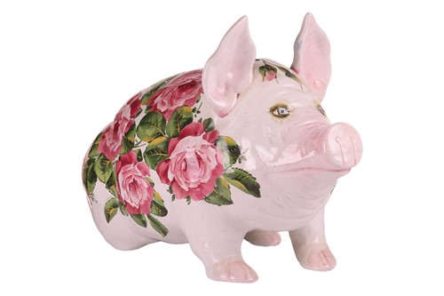 Lot 166 - Wemyss, a large seated pottery pig, first half...