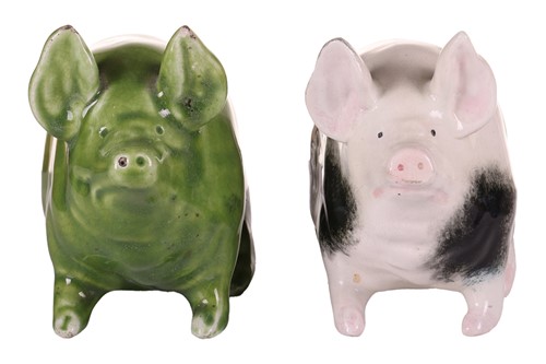 Lot 170 - Three small Wemyss Ware pigs, in black and...
