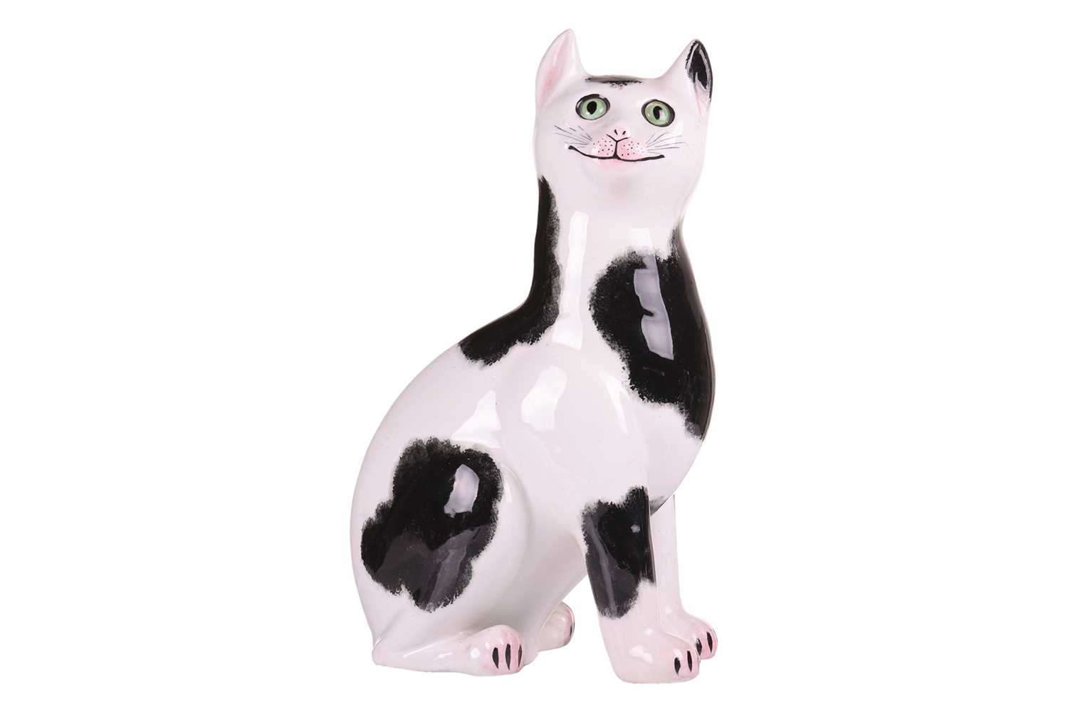 Lot 182 - Wemyss large black and white earthenware cat,...